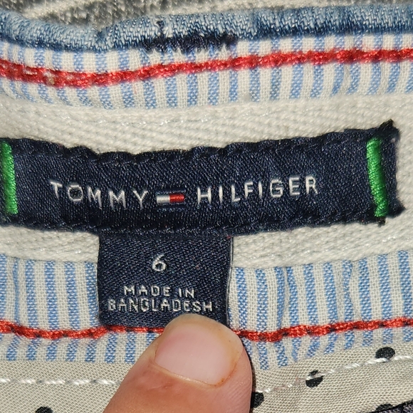 Tommy Hilfiger Shorts Womens Size 6 Blue Red Flag Chino Denim 2015 - Picture 4 of 9